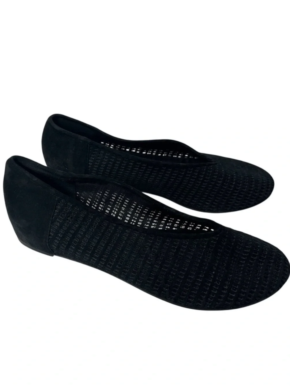 Eileen Fisher Black Perforated Suede Ballet Flats